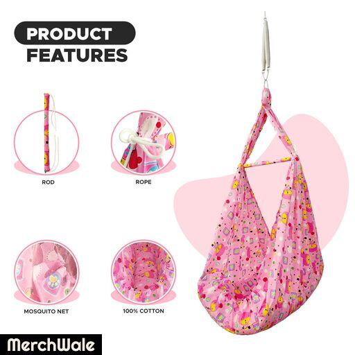 NHR New Born Baby Cotton Hanging Cradle Jhula Jhoola Bed Bedding Set